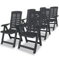 vidaXL Reclining Patio Chairs Outdoor Stack Dining Chair with Armrest Plastic