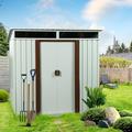 Royard Oaktree 6 X 4.5 Ft Outdoor Storage Shed Metal Garden Shed with Transparent Panels and Metal Foundation Waterproof Patio Tools Shed with Sliding Doors and Padlock for Backyard Lawn White