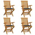 moobody 4 Piece Folding Garden Chair with Cushion Teak Wood Outdoor Dining Chair for Patio Backyard Poolside 21.7 x 23.6 x 35 Inches (W x D x H)
