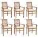 moobody Set of 6 Wooden Garden Chairs with Cream Cushion Teak Wood Outdoor Dining Chair for Patio Balcony Backyard Outdoor Furniture 24.4in x 22.2in x 37in