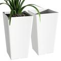 QCQHDU Large Planters for Outdoor Plants Flower Pots Set of 2 Tall Planters for Outdoor Plants 21 inch Outdoor Planters for Front Porch Plantersï¼ˆWhiteï¼‰