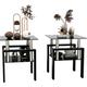 Black Glass End Tables Living Room Set of 2 Small Glass Table Black Side Table with Tempered Glass Top Metal Frame for Living Room Bedroom (All Black 2Pcs End Tables)