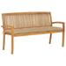 moobody Stacking Patio Bench with Cushion 62.6 Solid Teak Wood