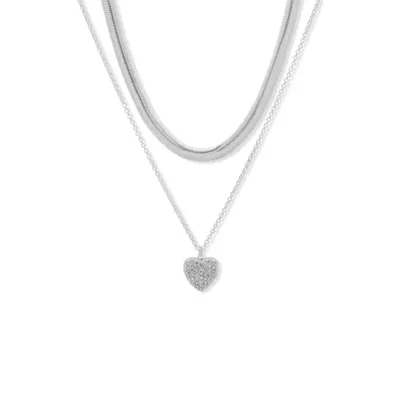 Nine West Silver Tone 17 Padlock Pendant Necklace