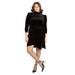 Plus Size Women's Velvet Mini Dress with Wrap Skirt by ELOQUII in Totally Black (Size 16)
