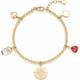 Leonardo Jewels Giselle Damen Armband aus Edelstahl IP Gold mit 5 kleinen Charm Anhängern, Länge 18-20 cm, Schmuck Geschenk für Frauen 023215