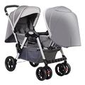 Double Stroller Tandem Pushchair Foldable Lightweight Twin Baby Pram Stroller,Double Infant Stroller,Baby Stroller Twins-Cozy Compact Twin Stroller,Tandem Umbrella Stroller (Color : Gray)