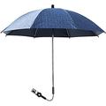 Pram Parasol, Baby Pram Umbrella, Wind-Resistant UV Protection Safety Baby Stroller Umbrella Rotatable Adjustable Fixture Compact-fold Sunshade Umbrella Sun Covers Buggy (Dark Blue 75cm)