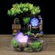 SHIOUCY Indoor Fountain Waterfall Table Fountain Desktop Bonsai Ornaments Resin Desktop Fountain Stone Garden Ornament with LED Light