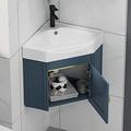 Small Corner Bathroom Vanity Cabinet and Sink Wall Mounted Utility Washing Hand Basin Design w/ Storage Ceramic Laundry tub Sink Combo w/ Hot and Cold Faucet Drain for Home Kitchen Patio Laundry Room