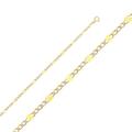 14ct Gold 3.7mm Stamped Style Figaro With Rhodium Pave Chain Necklace 3 Plus 1 Links Jewelry Gifts for Women - 56 Centimeters