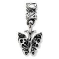 925 Sterling Silver Polished Reflections Kids Butterfly Angel Wings Dangle Bead Charm Pendant Necklace Measures 16.36x7.27mm Wide Jewelry Gifts for Women