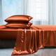 Manyshofu Satin King Sheets Set 4 Piece - Soft Silky Satin Sheets Set, Rust Orange Satin Bed Sheets Cooling & Luxury Bedding Sheet Set(1 Satin Fitted Sheet, 1 Satin Flat Sheet, 2 Satin Pillow Cases)