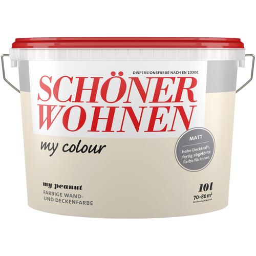 „SCHÖNER WOHNEN-FARBE Wand- und Deckenfarbe „“my colour““ Farben 10 Liter, my magnolia, matt, leicht zu verarbeitende Innenfarbe Gr. 10 l 10000 ml, braun (my peanut) Wandfarbe bunt“