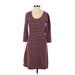 Lands' End Casual Dress - Sweater Dress: Burgundy Grid Dresses - Women's Size 2X-Small