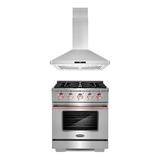 Cosmo 3 Piece Kitchen Appliance Package w/ 30" Gas Freestanding Range, & Island Range Hood in White | Wayfair COS-3PKG-497