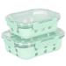 Martha Stewart 2 Container Food Storage Set Glass, Silicone in Blue/Green | 5.6 H x 6.4 W x 7.8 D in | Wayfair 950119532M