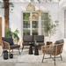 Corrigan Studio® Izaiah 3 Piece Seating Group w/ Cushions Synthetic Wicker/All - Weather Wicker/Wicker/Rattan in Black/Brown | Outdoor Furniture | Wayfair