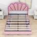 Everly Quinn Platform Bed w/ Elegant Flowers Headboard & LED Wood & /Upholstered/Metal & /Velvet/Metal | 45 H x 58 W x 79 D in | Wayfair