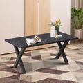 Ivy Bronx Enyia Dining Table Wood/Metal in Black | 29.92 H x 70.88 W x 35.44 D in | Wayfair 649FC57470F14A6DB23A6D0EA75BB9A7