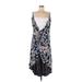 Design Lab Lord & Taylor Casual Dress - High/Low: Blue Floral Motif Dresses - Women's Size X-Small