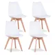 EGOONM Set of 4 Nordic Dining Chairs Inspired Solid Wood Plastic Padded Seat w/ PU Cushion for