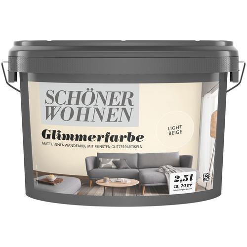 „SCHÖNER WOHNEN-FARBE Wand- und Deckenfarbe „“Trendstruktur Glimmerfarbe““ Farben 2,5 Liter, Wandfarbe mit funkelnden Glitzerpartikeln Gr. 2,5 l 2500 ml, beige (light beige) Wandfarbe bunt“