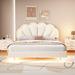 Queen Size Floating Velvet Upholstered Bed with Smart LED,Beige Velvet