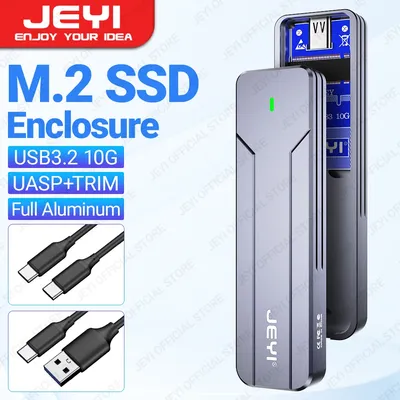 JEYI M.2 NVMe SATA SSD-Gehäuse, USB 3.2 Gen 2 10 Gbit/s oder 6 Gbit/s NGFF M-Key B-Key Externes