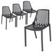 LeisureMod Acken Mid-Century Modern Plastic Dining Chair, Set of 4 Leisuremod ACK18BL4