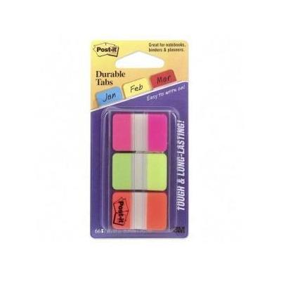 3M Post-it MMM686PGO Durable Index Tabs 1", Brights, 3 pack, 66 total