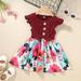 Toddler Kids Baby Girls Summer Dress Ruffled Sleeveless Stitching Floral Dress