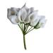 Calla lily 12pcs Mini Artificial Calla Lily Bridal Wedding Fake Flowers Party Decor Bouquet PE Real Touch Flower (White)