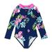 Cat Swimsuit Girls Baby And Toddler Girls Swimsuit Rash Guard Long Sleeve 1 Piece Zipper Bathing Suits UPF 50+ Sun Protections Little Girl Swimsuits Size 5t