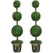 4 Ft 2 Pack Artificial Boxwood Topiary Tree Fake Greenery Plants Tree Leaves & Cement-Filled Plastic Flower Decorative Trees for Home Office Indoor Outdoor