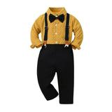 TOWED22 Baby Boy Outfits Suits Formal Clothes Sets Toddler Boys Long Sleeve T Shirt Tops Pants Child Kids (Yellow 3-4 Y)