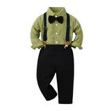 TOWED22 Baby Boy Outfits Suits Formal Clothes Sets Toddler Boys Long Sleeve T Shirt Tops Pants Child Kids (Green 4-5 Y)