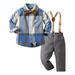 TOWED22 Kids Boys Suit Little Gentleman Outfit Toddler Boys Long Sleeve Shirt Tops And Pants Vest Coats (Sky Blue 3-6 M)