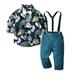 TOWED22 Kids Boys Suit Little Gentleman Outfit Toddler Boy Clothes Baby Boy Clothes Baby Shirt Suspender (Navy 3-6 M)