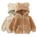 DxhmoneyHX Toddler Baby Bear Ears Shape Sweatshirt Fleece Warm Hoodies Clothes Toddler Zip-up Fuzzy Jacket Sweatshirt Outwear For Baby Boys Girl