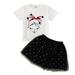 Youmylove Two Piece Girls Outfits Toddler Girls Short Sleeve Cartoon Printed T Shirt Tops Net Yarn Short Skirts Kids Outfits