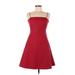 Ann Taylor Casual Dress - A-Line: Red Solid Dresses - Women's Size 6 Petite