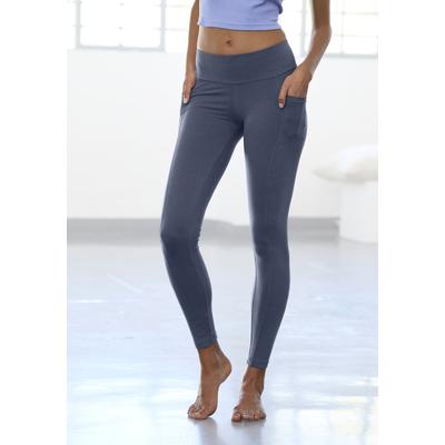 Leggings VIVANCE, Damen, Gr. 40/42, N-Gr, blau, Single Jersey, Obermaterial: 95% Baumwolle, 5% Elasthan, unifarben, Basic, skinny fit, Hosen, mit zwei Handytaschen Image
