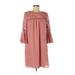 Luxology Casual Dress - Mini Crew Neck 3/4 sleeves: Pink Print Dresses - Women's Size Medium