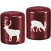 Red and White Deer Christmas Winter Holiday Salt and Pepper Shakers - Red,White