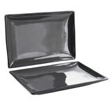 Gibson Home Urban Cafe 2 Pc 12 In Rectangle Stoneware Platter Set Grey - 12"x8.25"1.15"