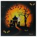 LED Lighted Spooky House Halloween Canvas Wall Art 19.75" x 19.75"