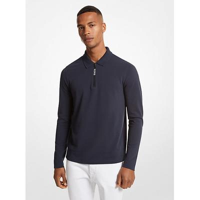 Michael Kors Cotton Long-Sleeve Polo Shirt Blue L