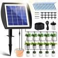 Aedcbaide Solar Drip Irrigation System Kit with Timer, 15M Solar Powered Automatic Watering System, Outdoor Self Watering System Plant Waterer Devices for Garden Balcony Vegetables