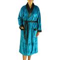 Gözze - Unisex Bathrobe / Dressing Gown with Shawl Collar, Silk Feel, 100% Microfibre, 330 g/m², Size L - Petrol